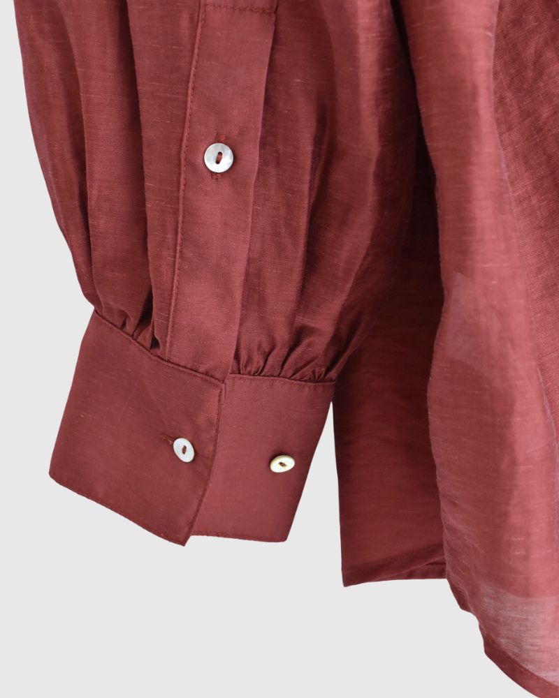 シアーボリュームブラウス RedBrown