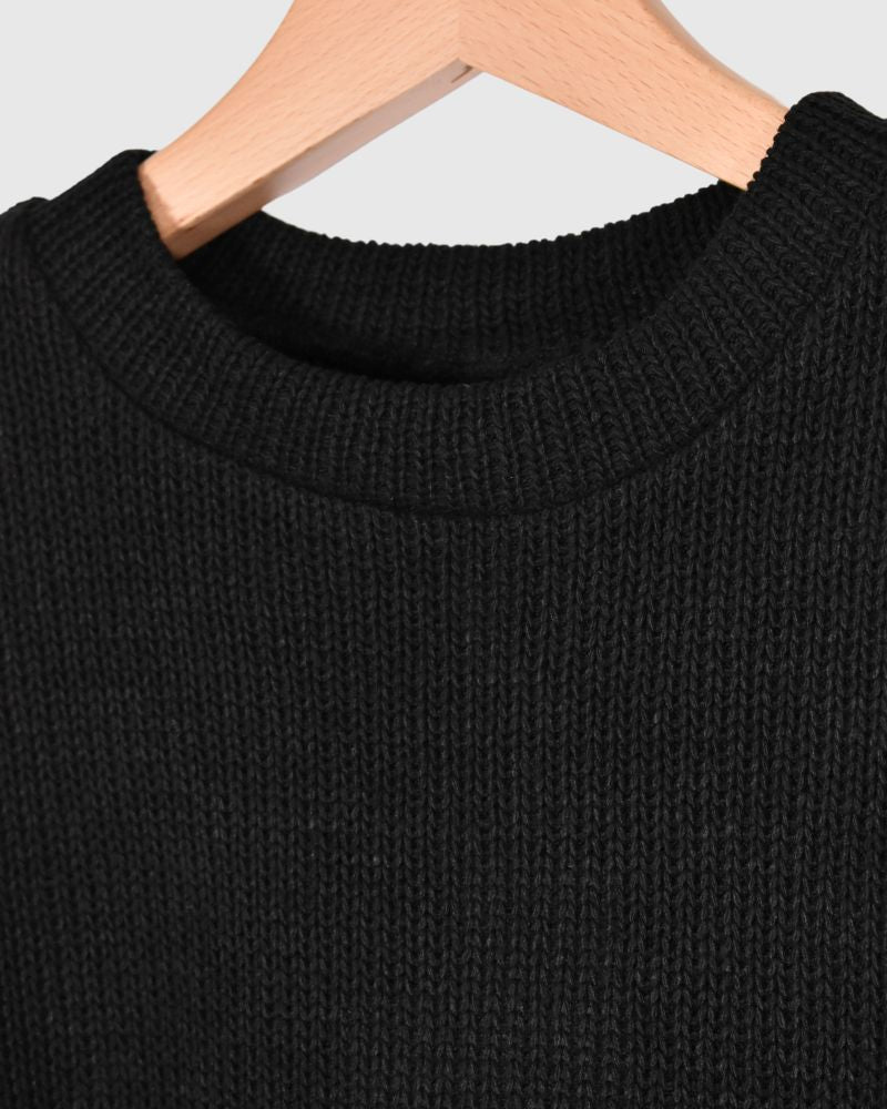 KNIT COMBI TOPS 'ORIAN' Black