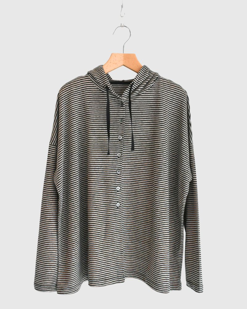フードカーディガン（LINEN） Natural/Black