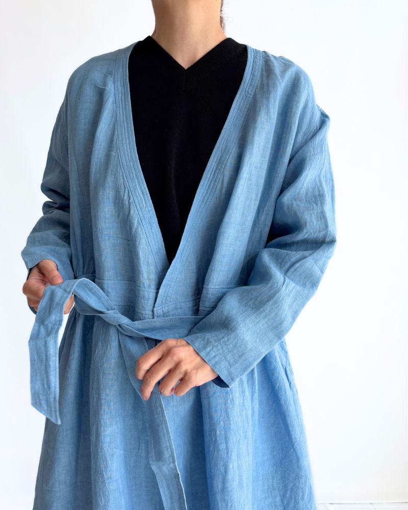 インディゴリネン カシュクールドレス LightBlue