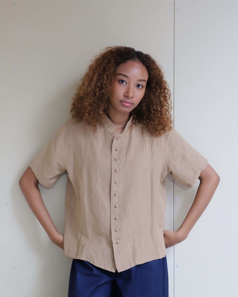 【予約】S/S 8T003 スタンドカラー半袖シャツ（3月）