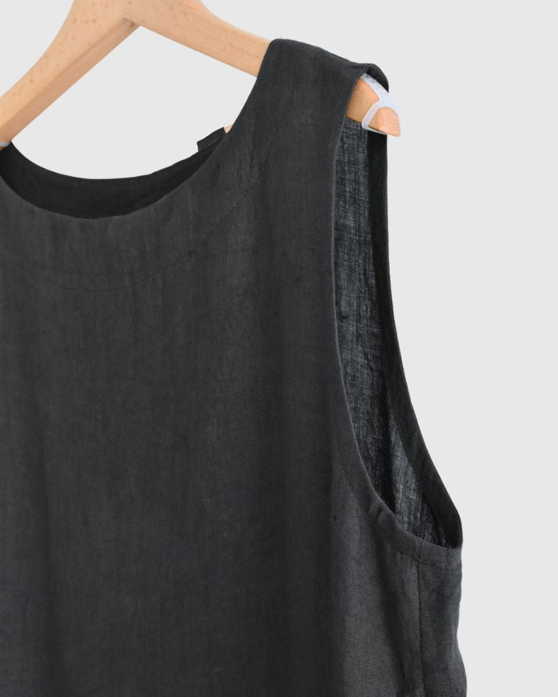 ノースリーブギャザードレス（LINEN） Black