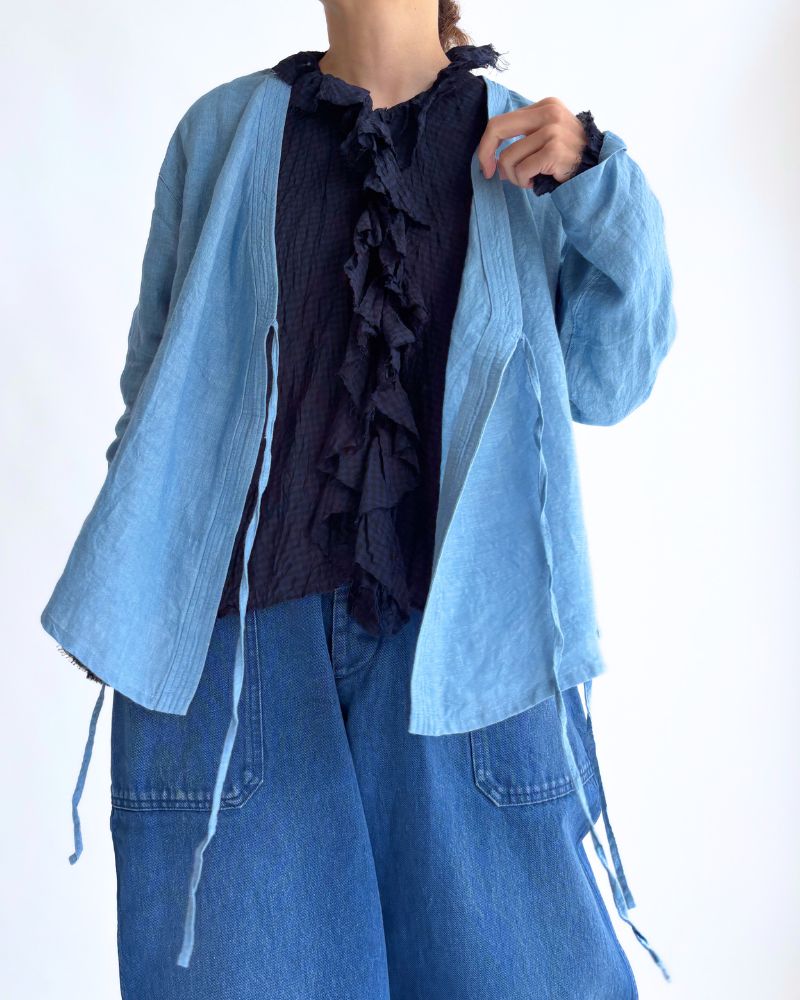 インディゴリネン カシュクールシャツ LightBlue