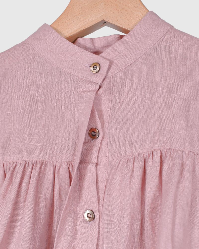 Linen Gather Shirt Pink