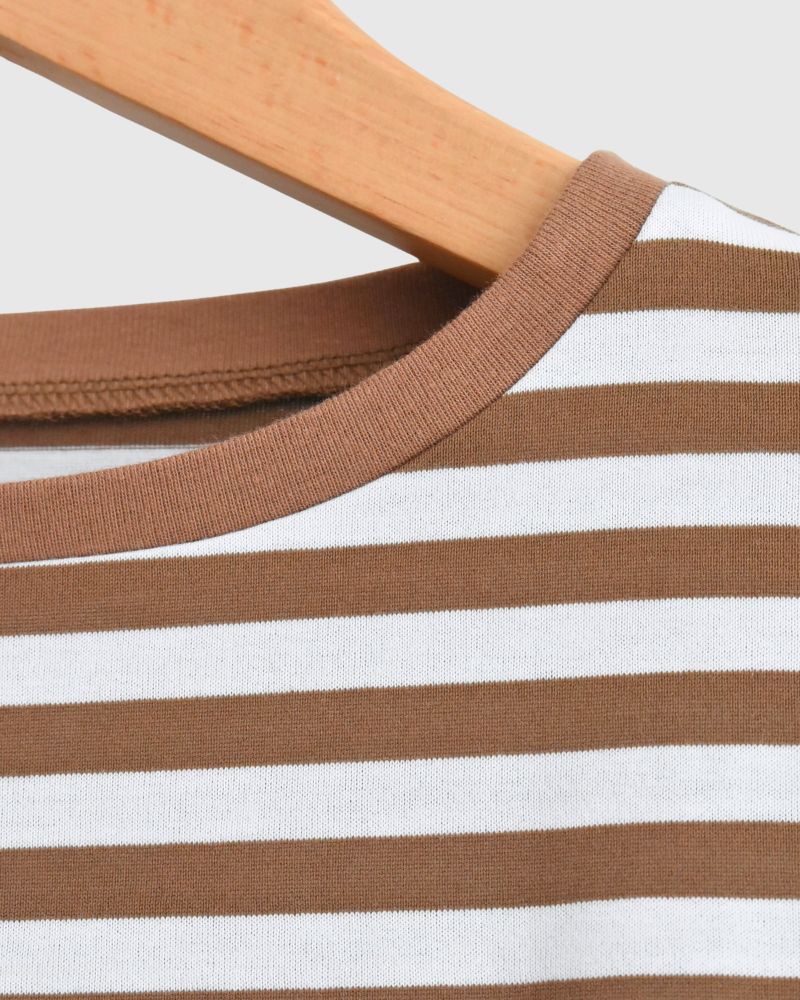 ギザンディ天竺ボーダーロングTee Brown/Off