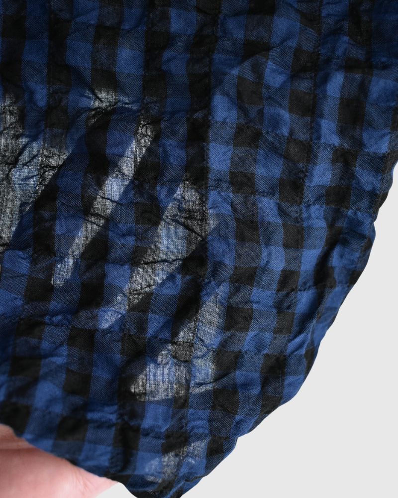 ブロックチェック スリーブレスギャザーワンピース Navy