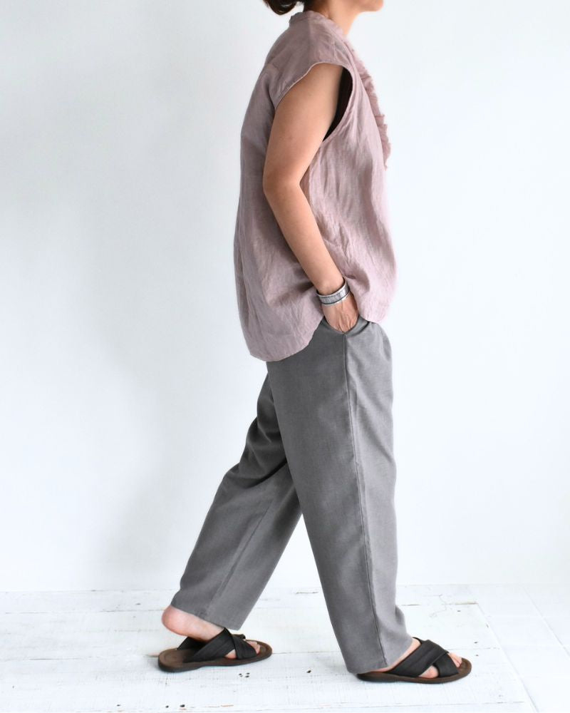 リネンフリル ノースリーブブラウス AshPink