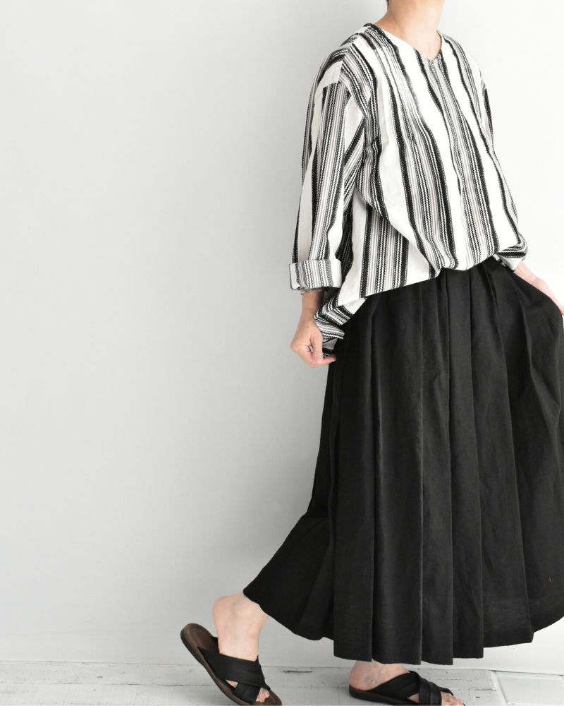 ジャガードストライプシャツ White/Black