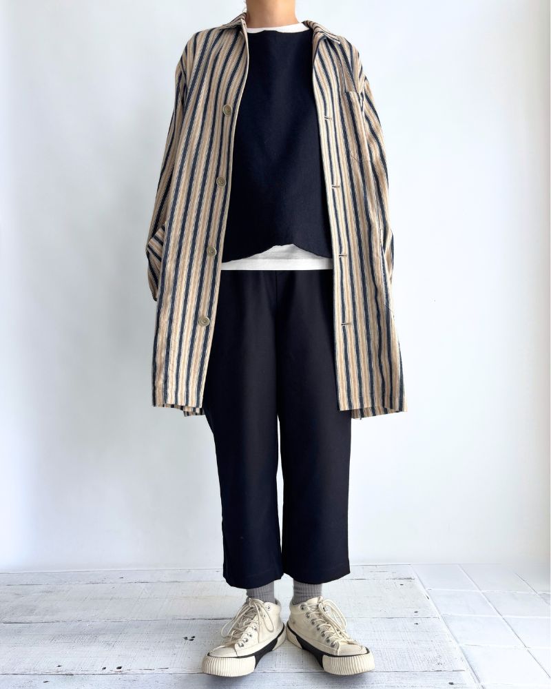 WOOL FLANNEL EASY TAPERED PANTS Navy