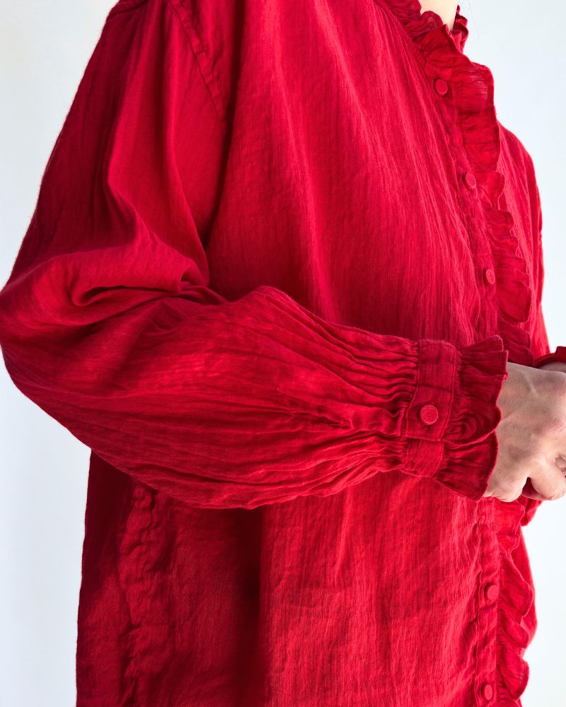 FRILL COLLAR SHIRTS DeepRed