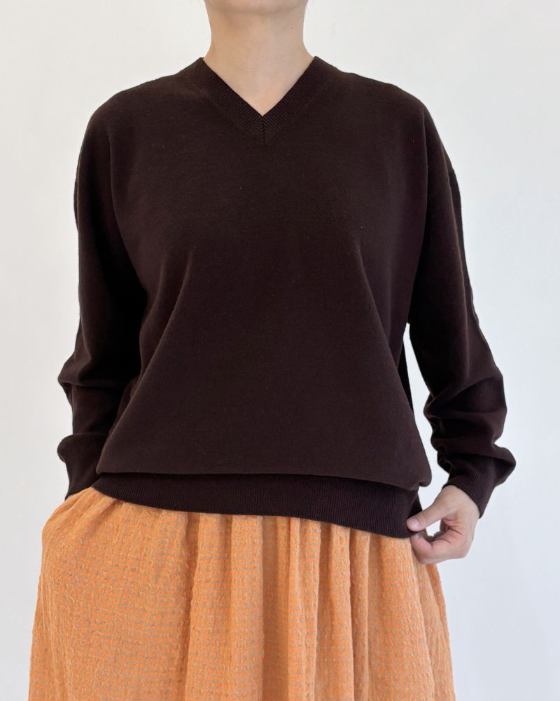 GINNY Vネックニットプルオーバー Brown