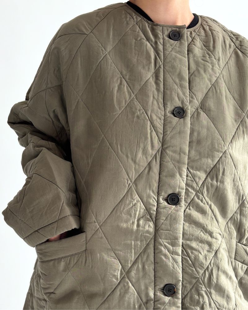 FRONT BUTTON SHORT COAT Olive