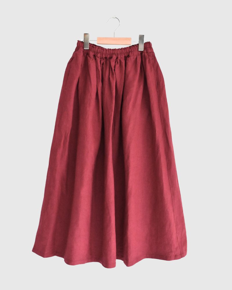 カラーリネン スカート Red