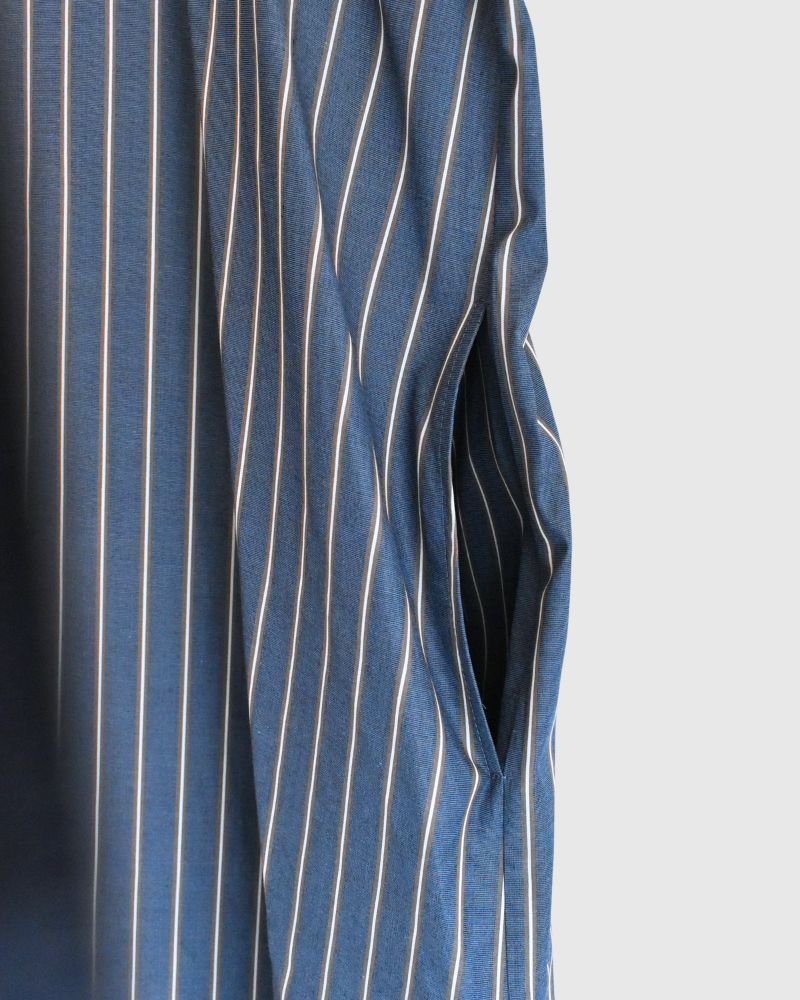 バルーンスリーブ ミディワンピース NavyStripe