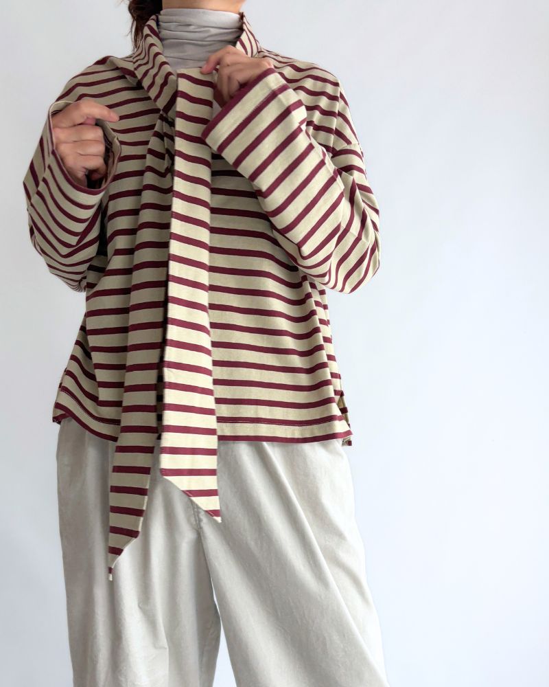 taco cotton ボーダータイ Beige/Bordeaux