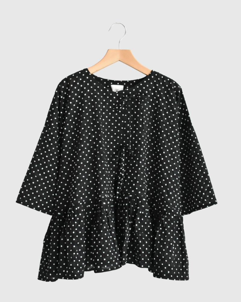 リップルドット カシュクールブラウス Black/White