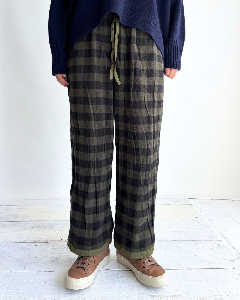 40s ORGANIC POPLIN (OVERDYE) EASY PANTS ArrasGreen