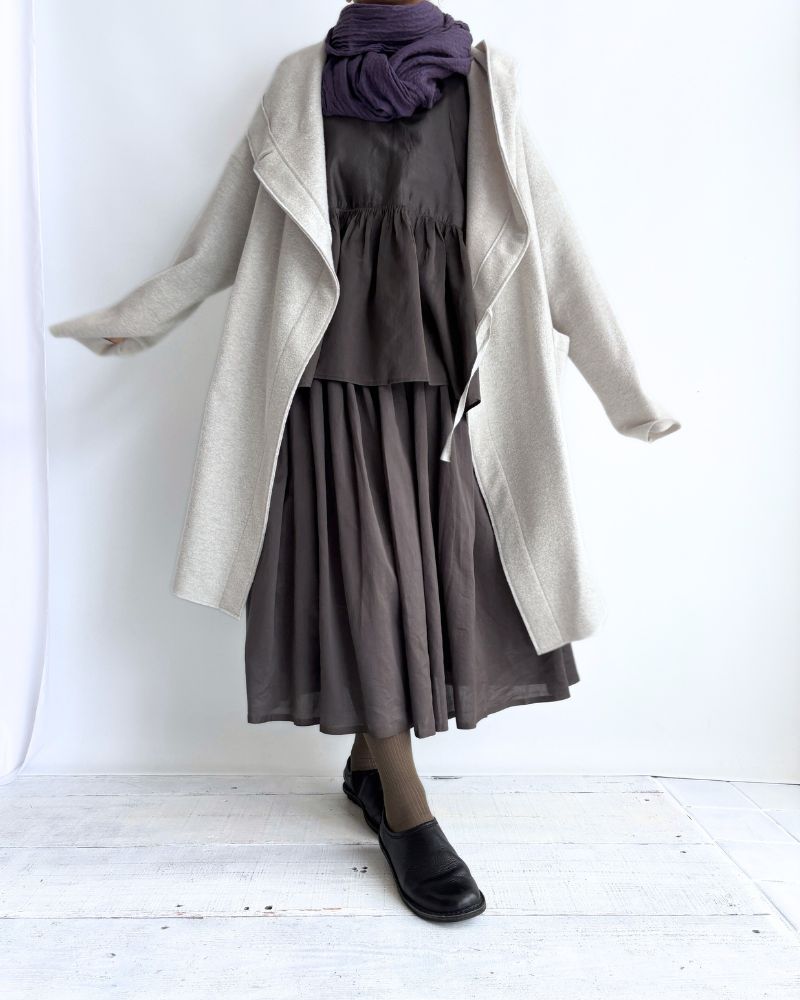 RAJASTHAN TUCK GATHERED SKIRT WITH LINING Gray