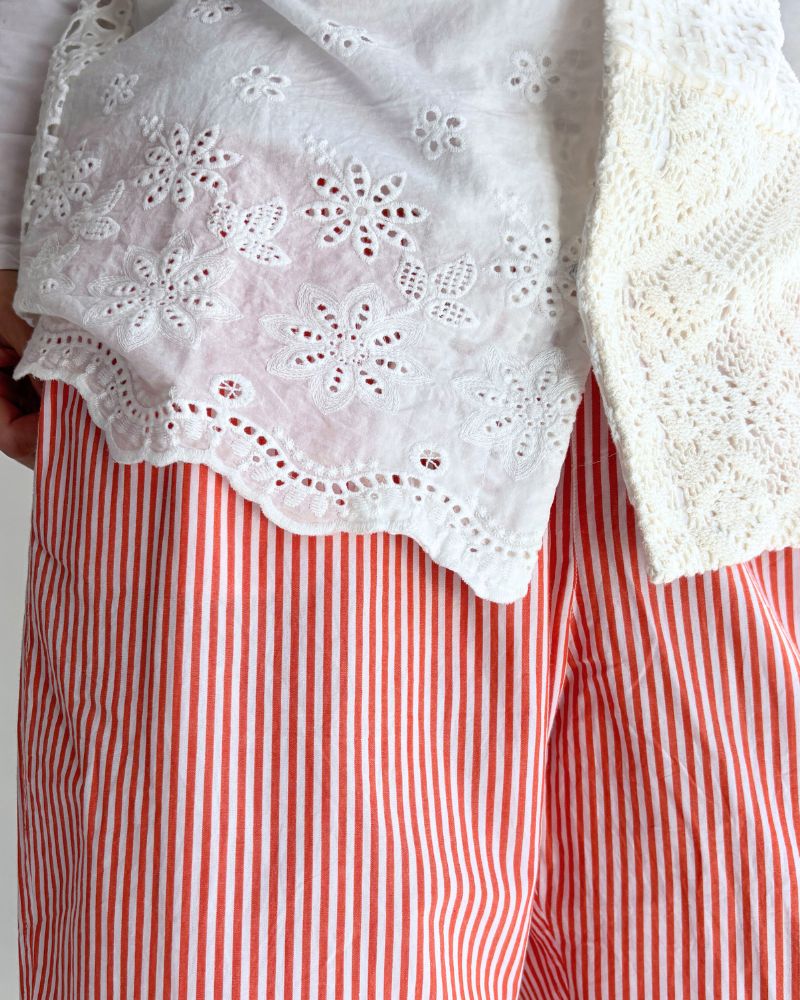POPLIN STRIPE EASY PANTS OrangeStripe