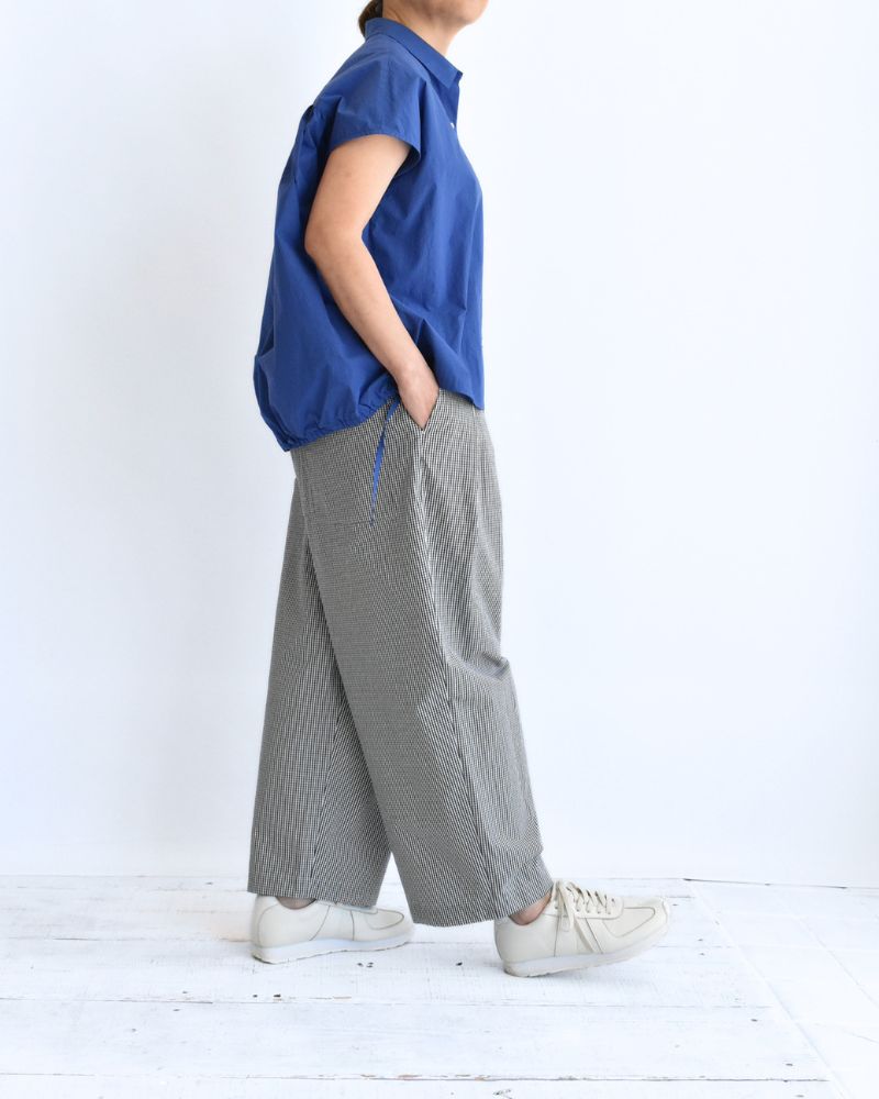 TENDER-W バックギャザーフレンチスリーブブラウス Blue