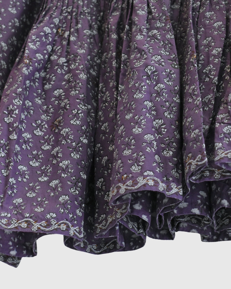 CREW-NECK BUTTON SHIRT WITH PINTUCK Purple