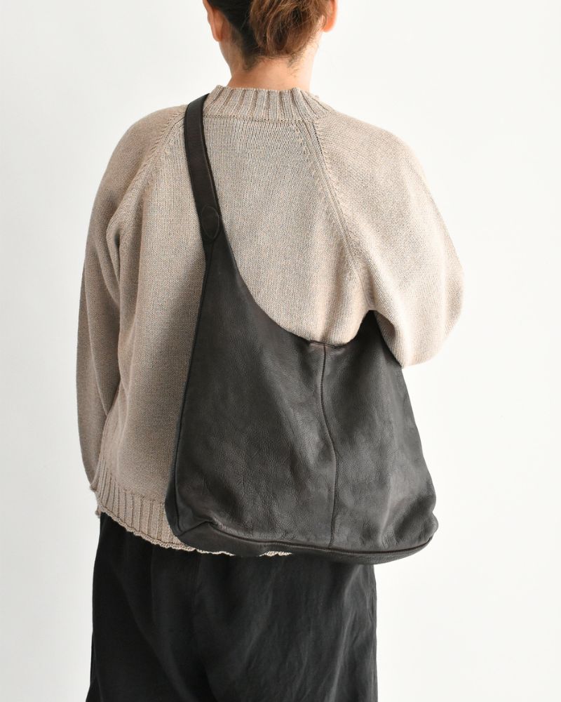 COW LEATHER ONE HANDLE BAG DarkBrown