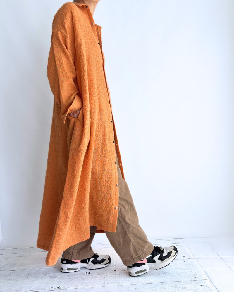 ウールコットン ギンガムドレス Orange/Mocha