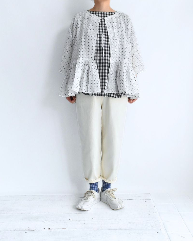 リップルドット カシュクールブラウス White/Blue