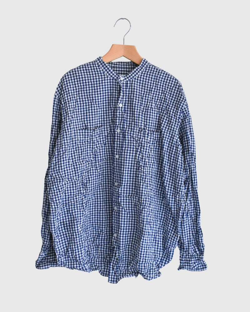 BANDED COLLAR L/SL OVERSIZED SHIRTS BlueGingham