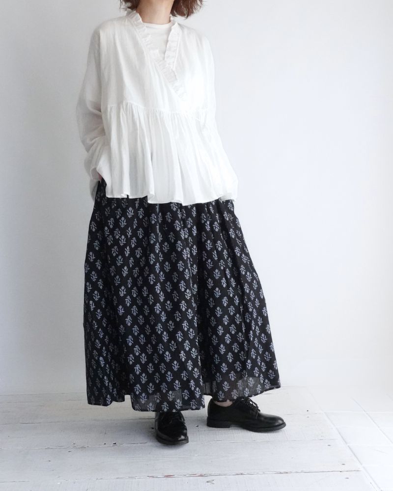 GATHERED SKIRT WITH LINING Black