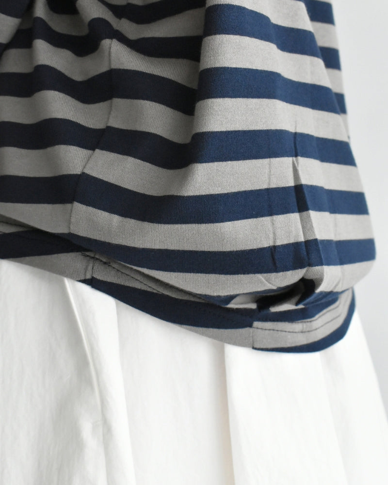 タック コクーンTシャツ Gray/Navy Border