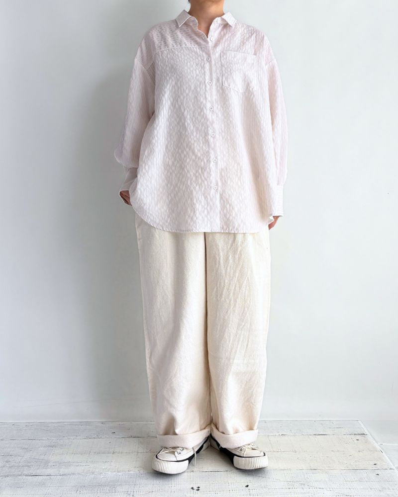 シアーストライプシャツ 'TESSA' OffWhite