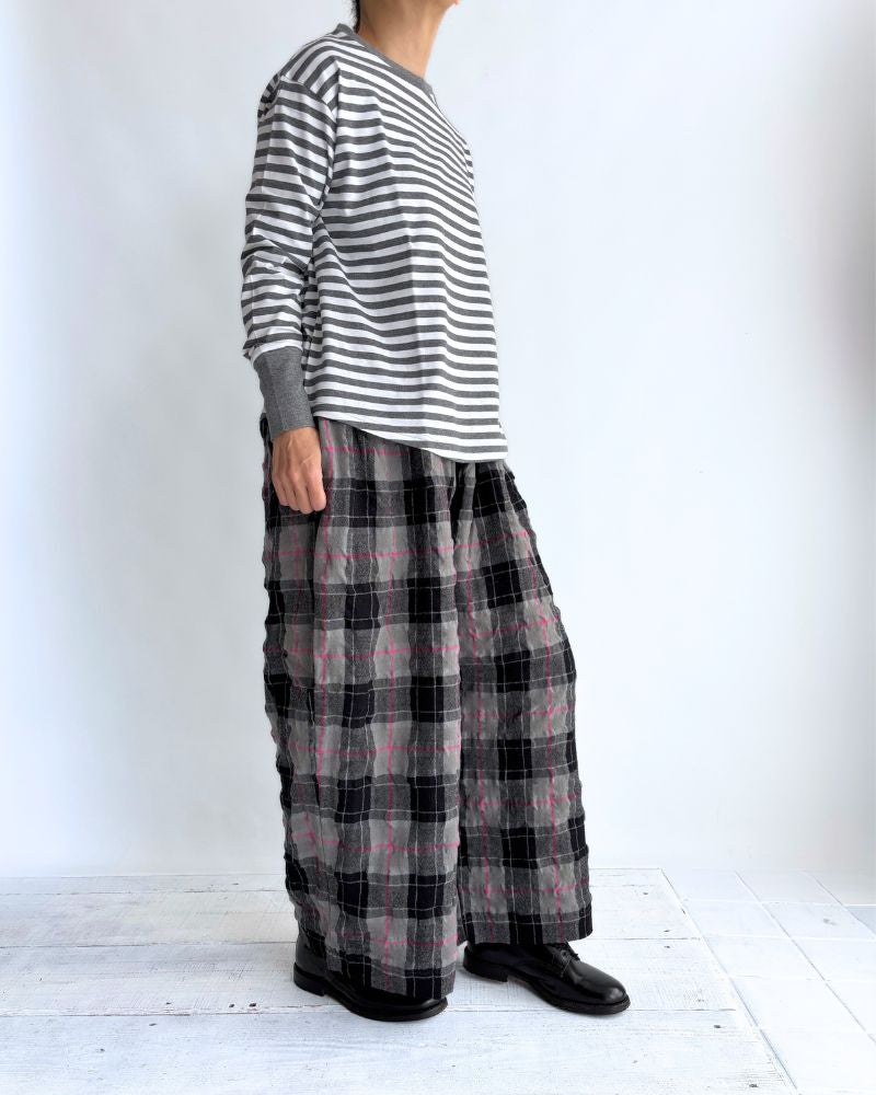 ギザンディ天竺ボーダーロングTee Charcoal/Off