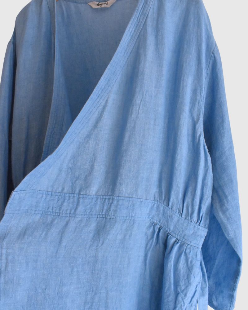 インディゴリネン カシュクールドレス LightBlue