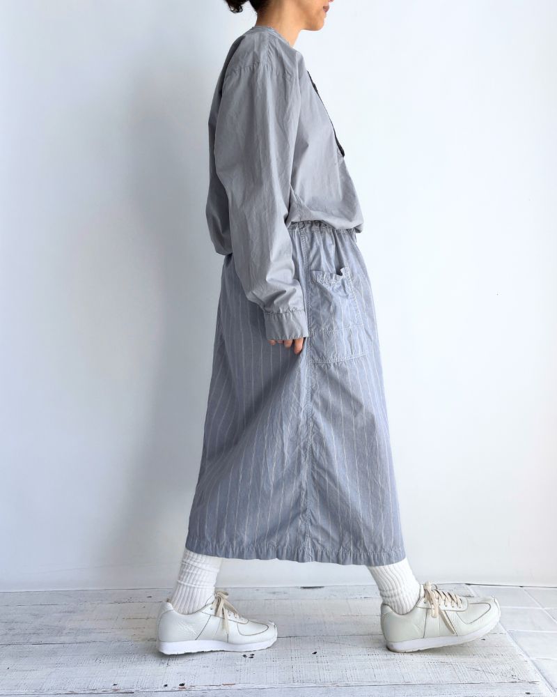 60s COTTON POPLIN OVERDYE HENRY NECK SHIRT Blue