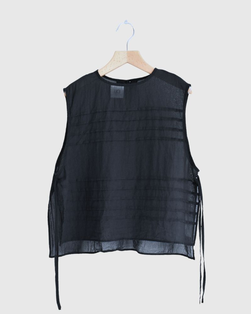 ボイル スリーブレスタックブラウス Navy