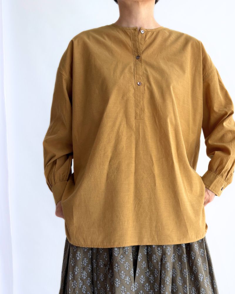 BANGALORE COTTON/SILK PLAIN PULLOVER SHIRT MustardYellow