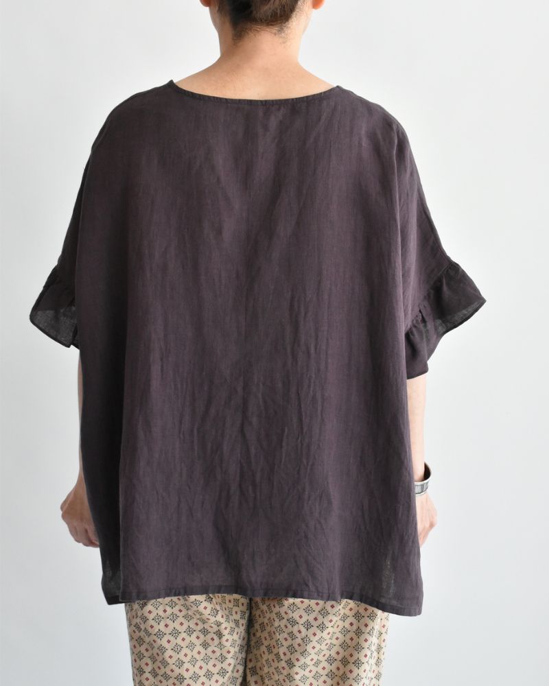 フリルトップ ブラウス Brown