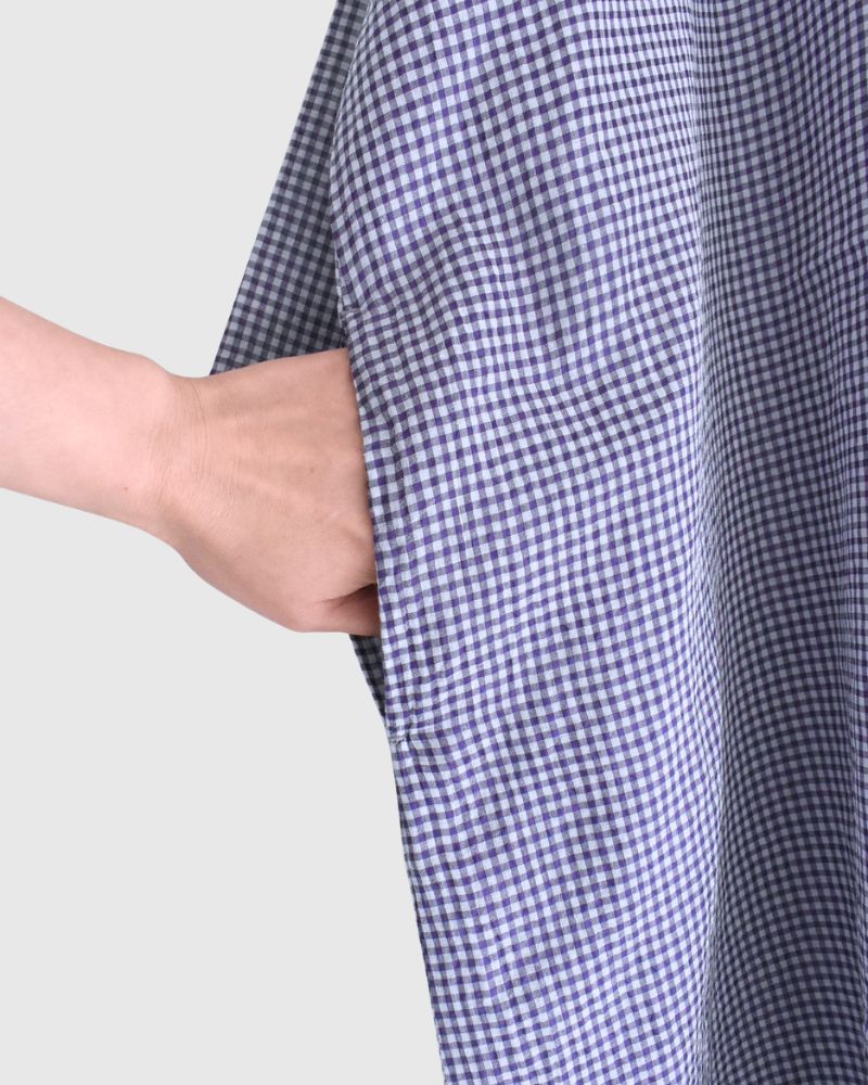 DROP SHOULDER SMOCK DRESS OffWhite/Purple