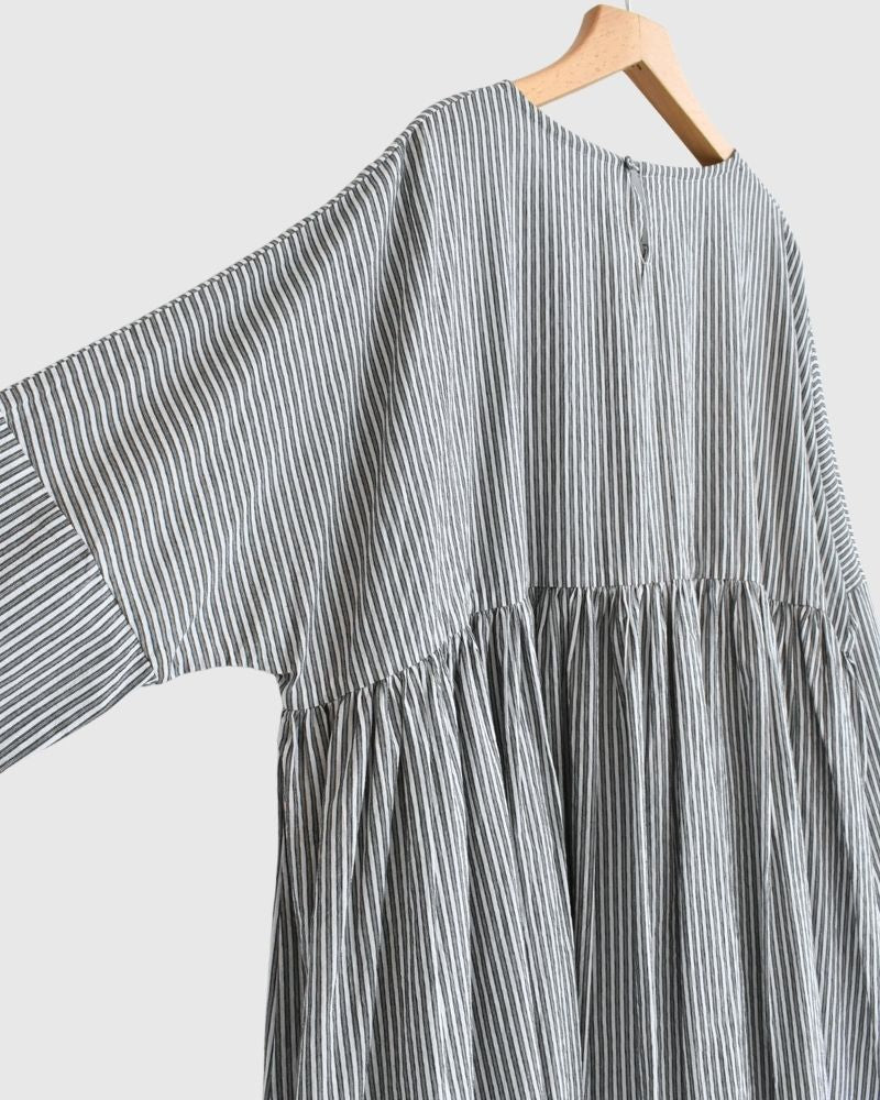 ギャザーワンピース StripeB