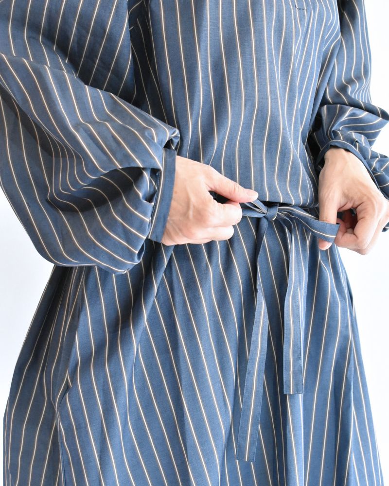 バルーンスリーブ ミディワンピース NavyStripe