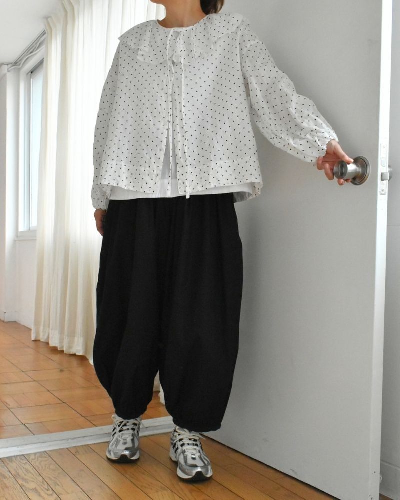 【予約】S/S G1166 ORIGINAL SMALL DOTS 2WAY FRILL BLOUSE（3月初旬 – 3月中旬）