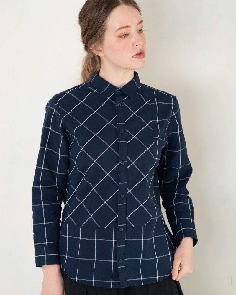 【予約】A/W TT206 重ね着が似合うコットンリネンのチェックシャツ（9月）