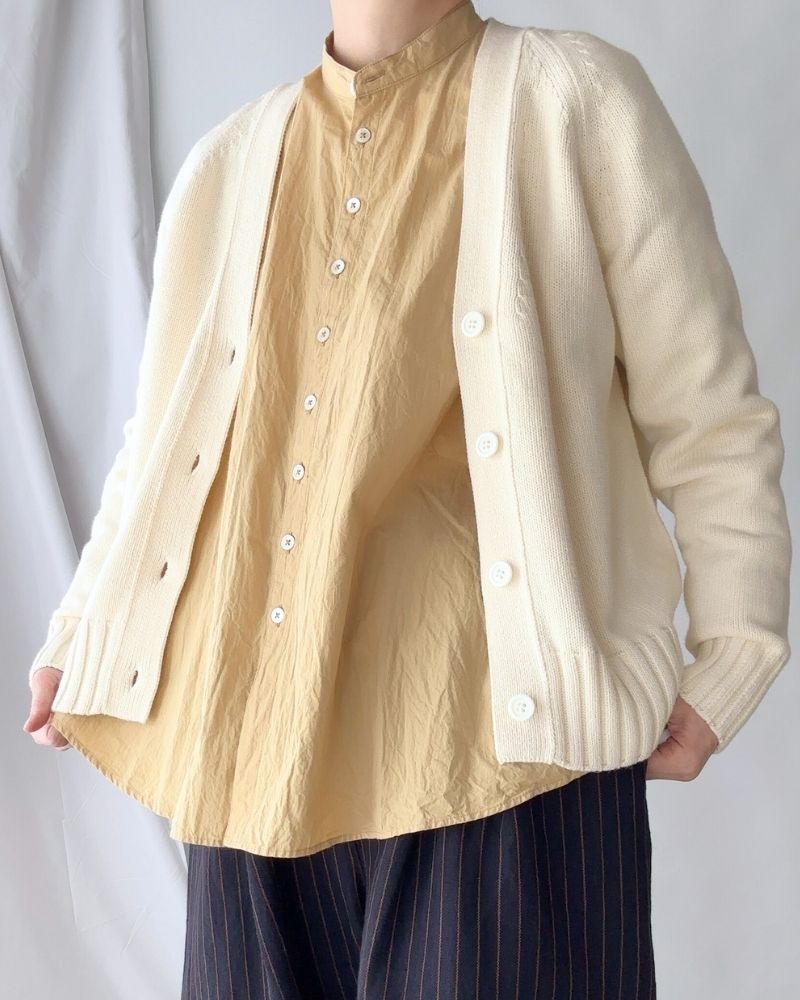 【sale】コットンカシミア Vネックカーディガン Cream