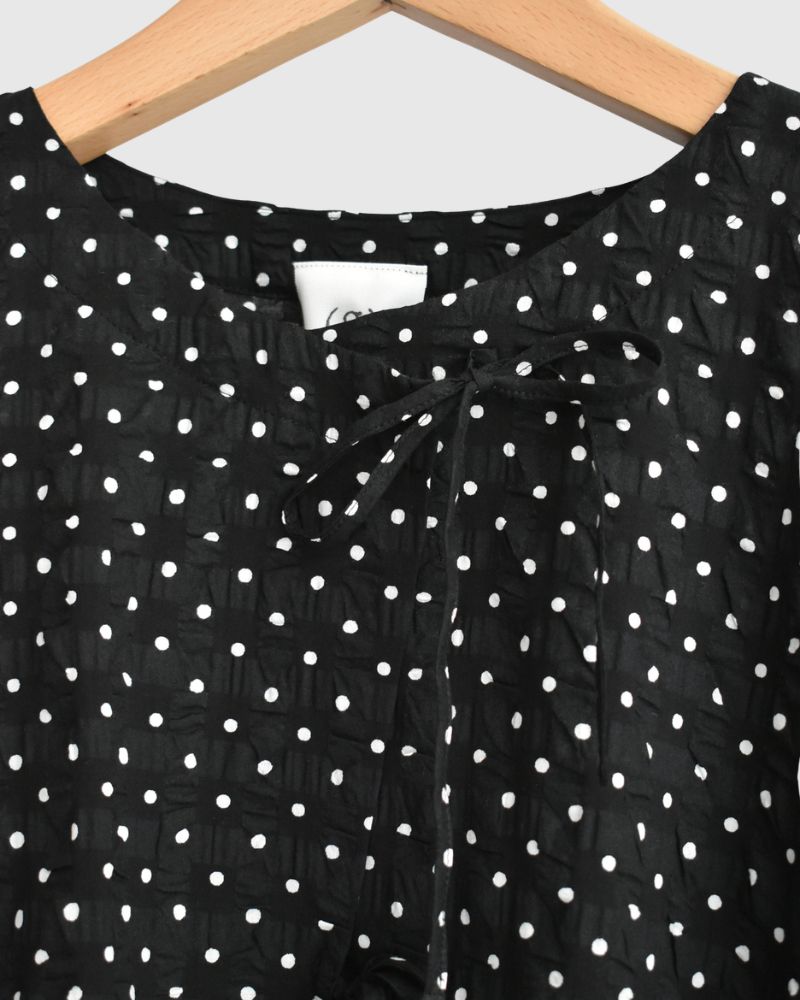 リップルドット カシュクールブラウス Black/White