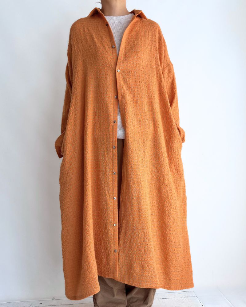 ウールコットン ギンガムドレス Orange/Mocha