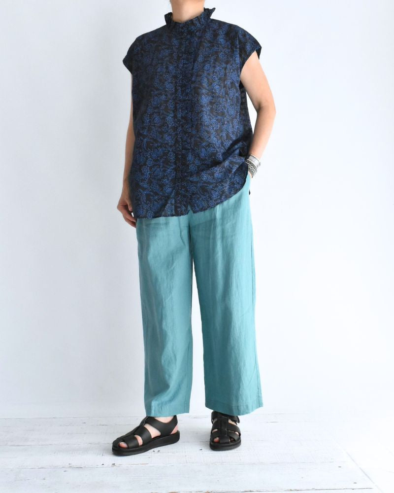 FRENCH/SL FRILL COLLAR SHIRTS Navy/Blue