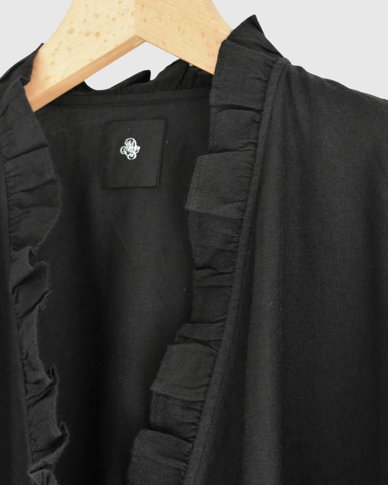 TWILL COTTON KHADI PLAIN (WASH) FRILL CACHE COEUR Black