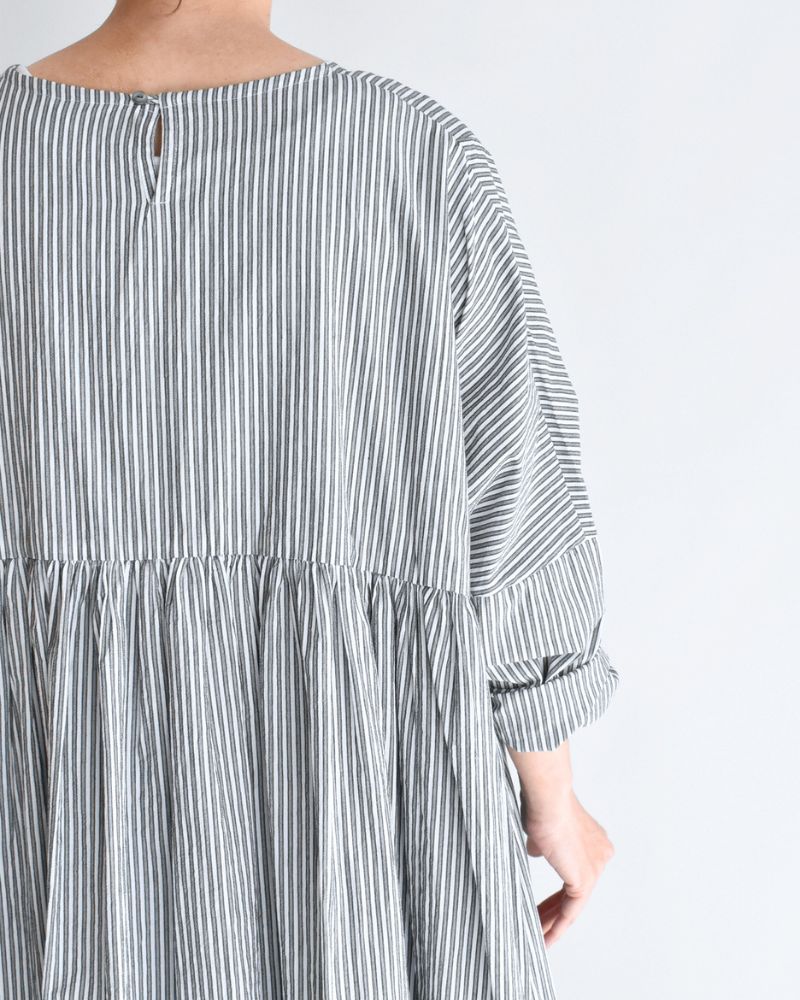 ギャザーワンピース StripeB