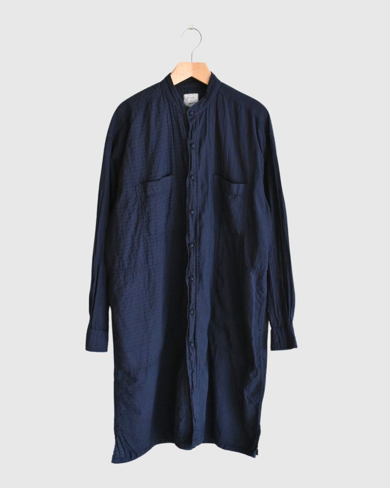 80s ORGANIC CHECK COMBI OVERDYE / BALL BUTTON 4 POCKET LONG JACKET Navy